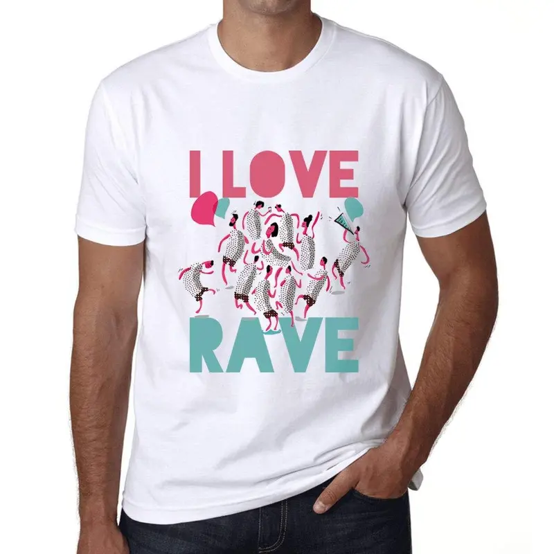 Ultrabasic Homme T-Shirt Graphique Music Fest I Love Rave Blanc 1