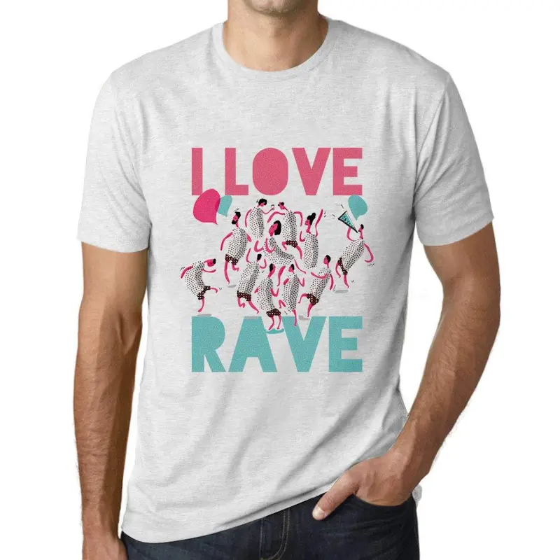 Ultrabasic Homme T-Shirt Graphique Music Fest I Love Rave Blanc Chiné 1