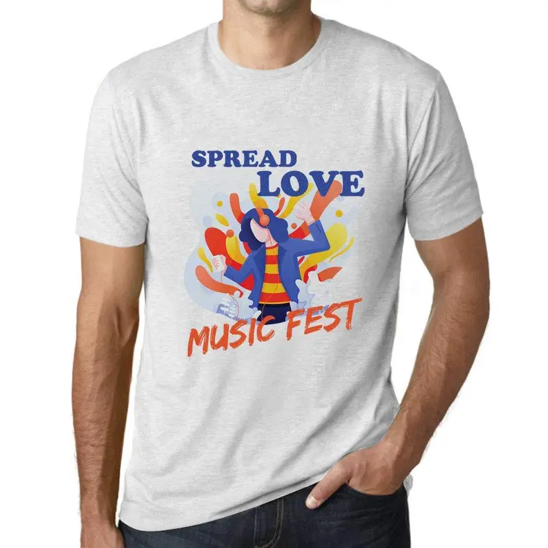 Ultrabasic Homme T-Shirt Graphique Music Fest Spread Love Blanc Chiné 1