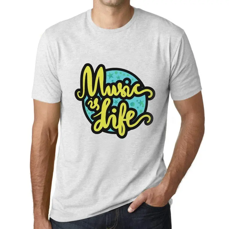 Ultrabasic Homme T-Shirt Graphique Music Is Life Blanc Chiné 1