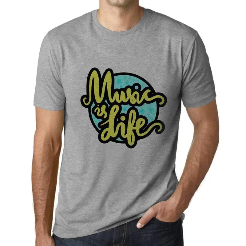 Ultrabasic Homme T-Shirt Graphique Music Is Life Gris Chiné 1