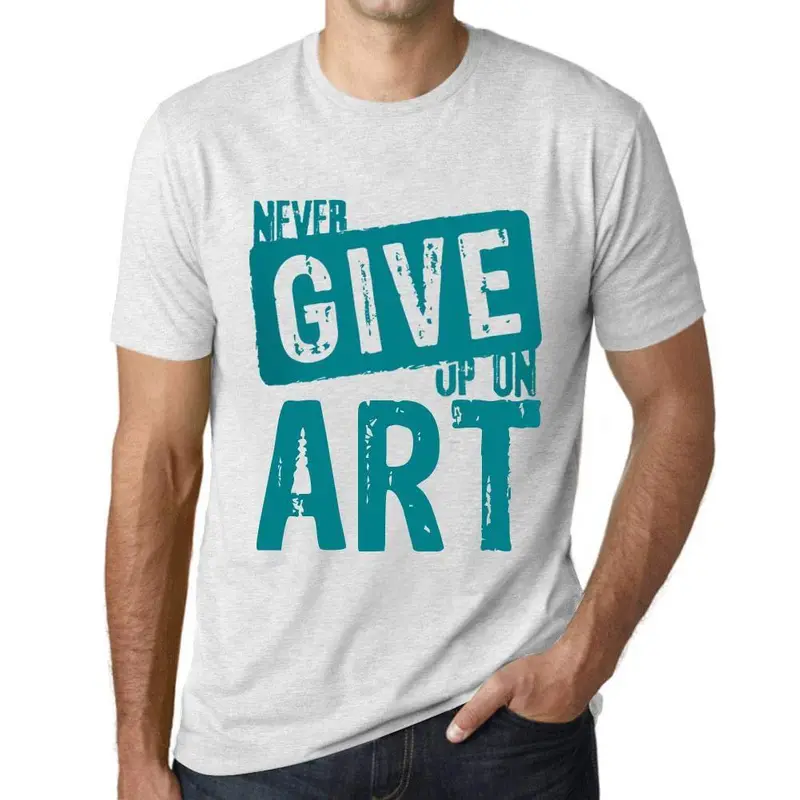 Ultrabasic Homme T-Shirt Graphique Never Give Up On Art Blanc Chiné 1