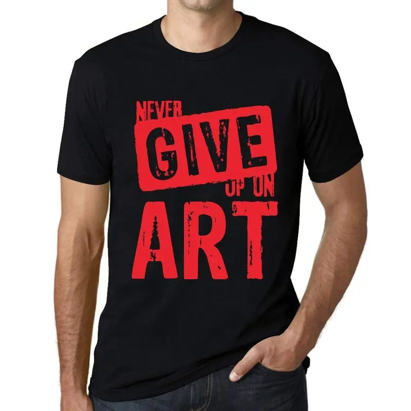 Ultrabasic Homme T-Shirt Graphique Never Give Up On Art Noir Profond Texte Rouge 1