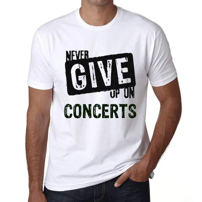 Ultrabasic Homme T-Shirt Graphique Never Give Up On Concerts Blanc 1