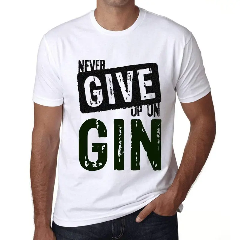 Ultrabasic Homme T-Shirt Graphique Never Give Up On Gin Blanc 1