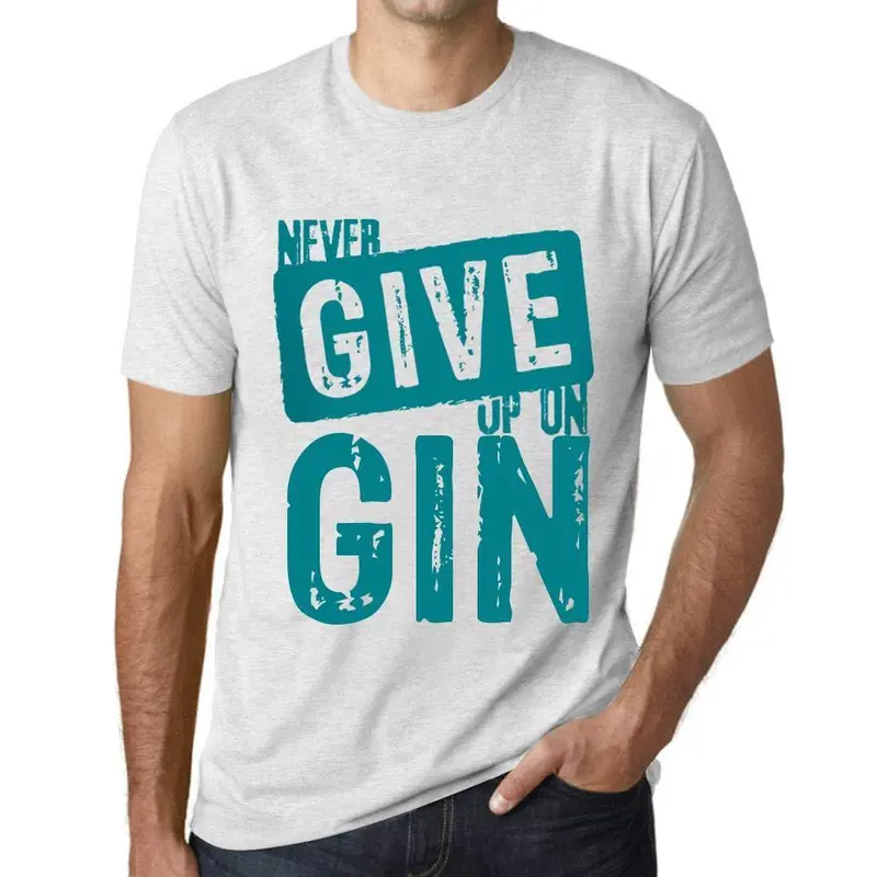 Ultrabasic Homme T-Shirt Graphique Never Give Up On Gin Blanc Chiné 1