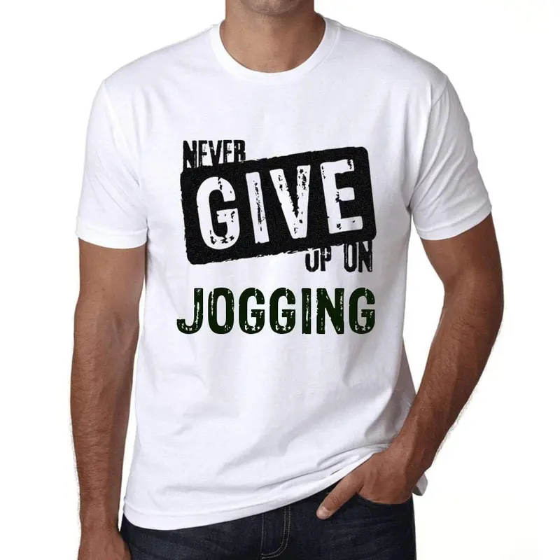 Ultrabasic Homme T-Shirt Graphique Never Give Up On Jogging Blanc 1