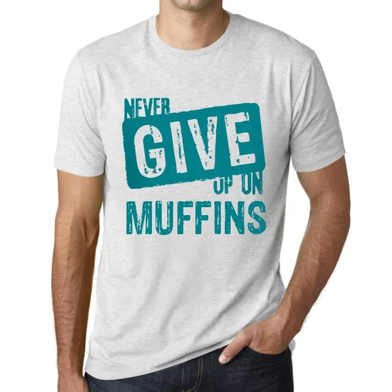 Ultrabasic Homme T-Shirt Graphique Never Give Up On Muffins Blanc Chiné 1