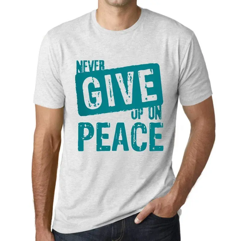 Ultrabasic Homme T-Shirt Graphique Never Give Up On Peace Blanc Chiné 1