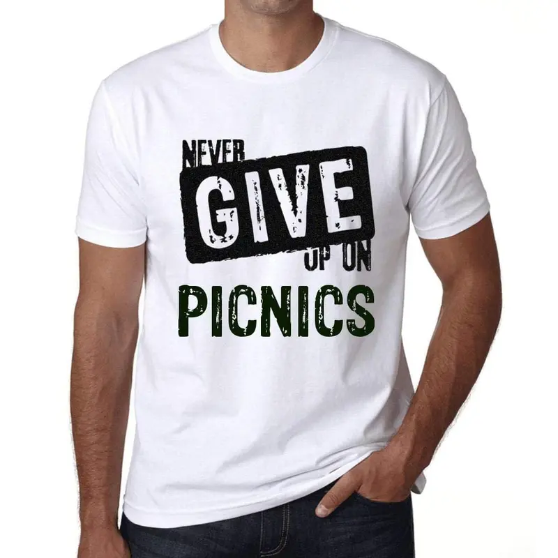 Ultrabasic Homme T-Shirt Graphique Never Give Up On Picnics Blanc 1