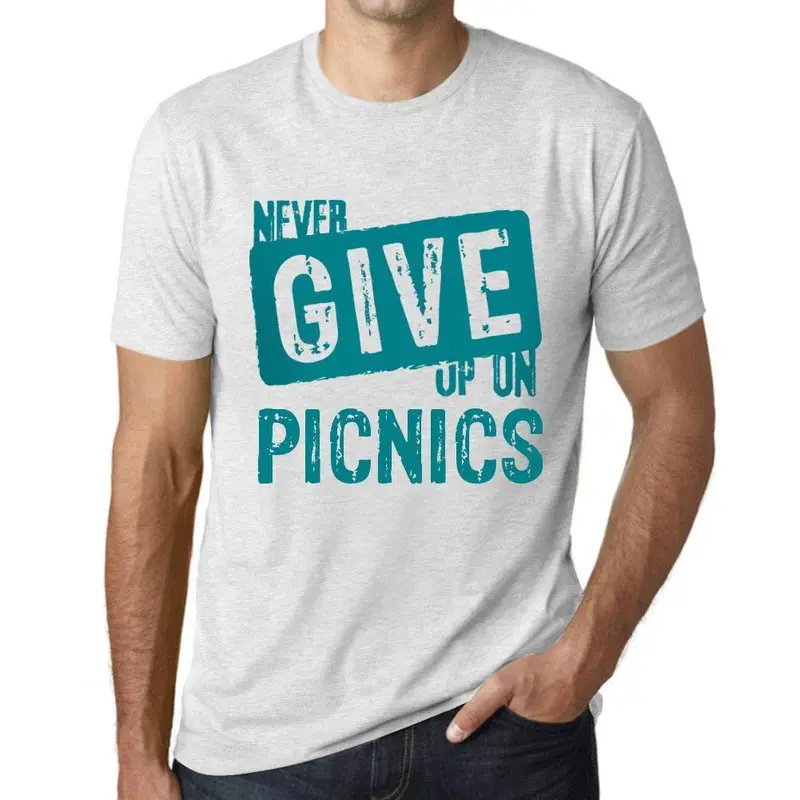 Ultrabasic Homme T-Shirt Graphique Never Give Up On Picnics Blanc Chiné 1