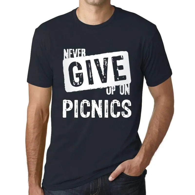 Ultrabasic Homme T-Shirt Graphique Never Give Up On Picnics Marine 1