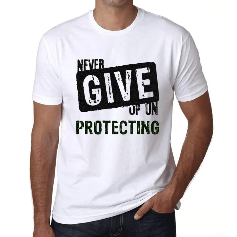 Ultrabasic Homme T-Shirt Graphique Never Give Up On Protecting Blanc 1
