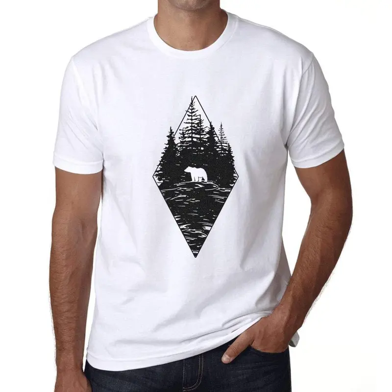 Ultrabasic - Homme T-Shirt Graphique Ours De La Forêt Blanc 1