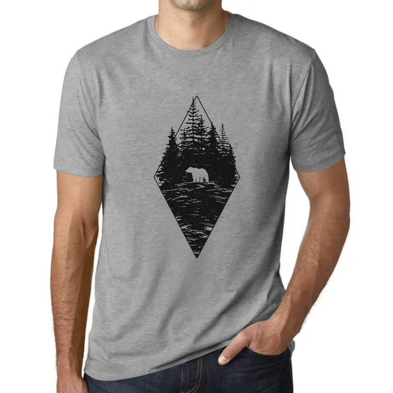 Ultrabasic - Homme T-Shirt Graphique Ours De La Forêt Gris Chiné 1