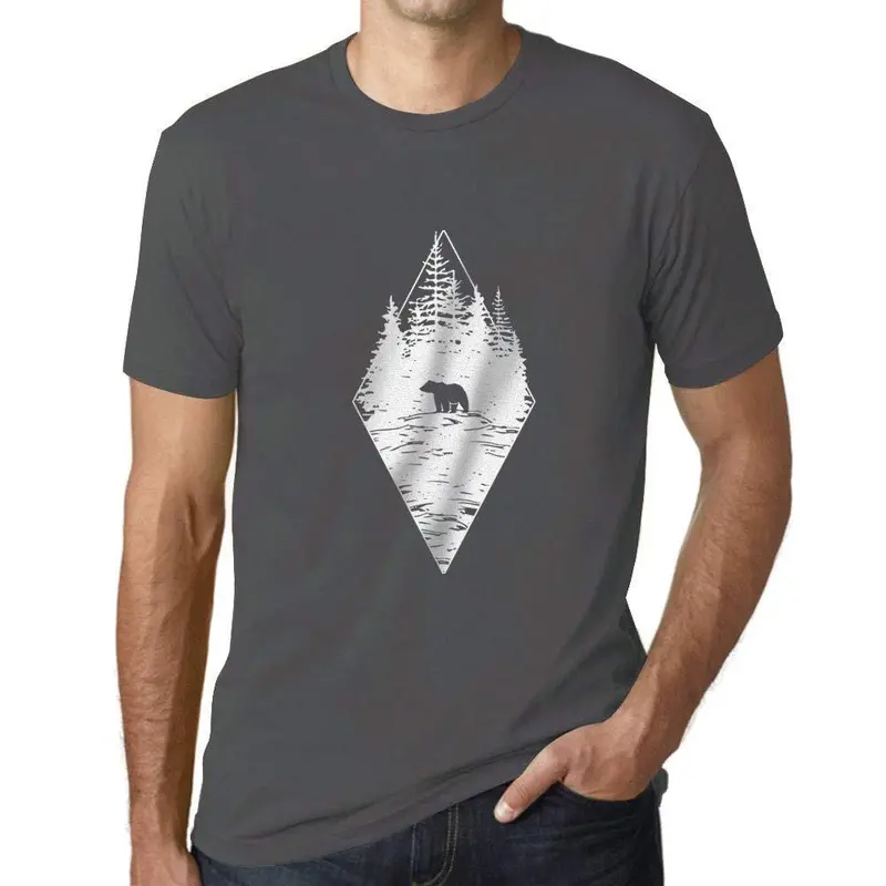 Ultrabasic - Homme T-Shirt Graphique Ours De La Forêt Gris Souris 1