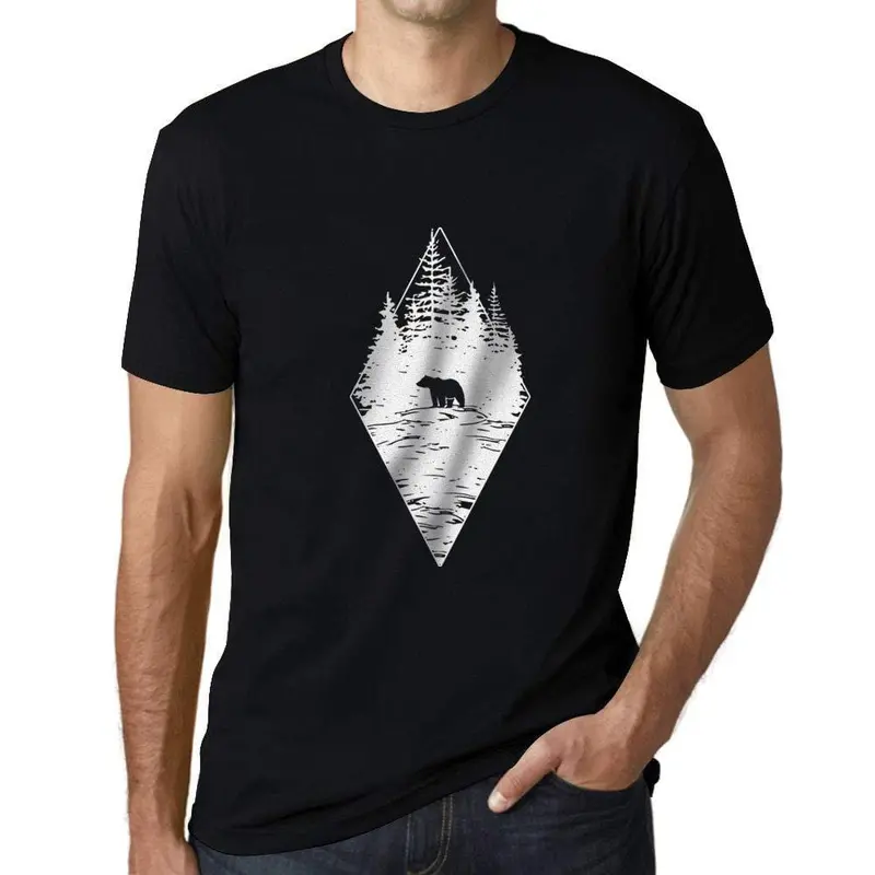 Ultrabasic - Homme T-Shirt Graphique Ours De La Forêt Noir Profond 1
