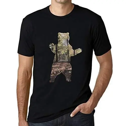 Ultrabasic - Homme T-Shirt Graphique Ours Et Forêt Noir Profond 1