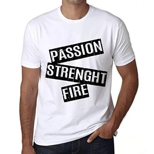 Ultrabasic - Homme T-Shirt Graphique Passion Strength Fire T-Shirt Cadeau Lettre D'impression Blanc 1