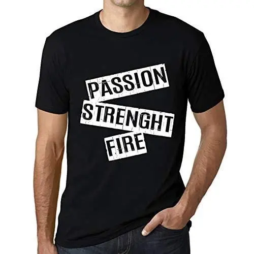 Ultrabasic - Homme T-Shirt Graphique Passion Strength Fire T-Shirt Cadeau Lettre D'impression Noir Profond 1