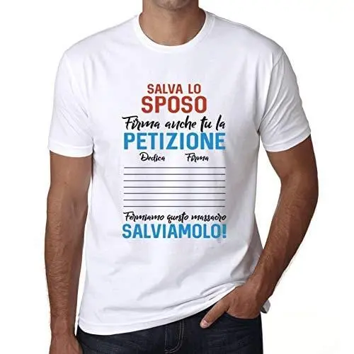 Ultrabasic - Homme T-Shirt Graphique Petizione Salva Lo Sposo Blanc 1