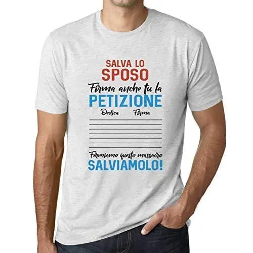 Ultrabasic - Homme T-Shirt Graphique Petizione Salva Lo Sposo Blanc Chiné 1