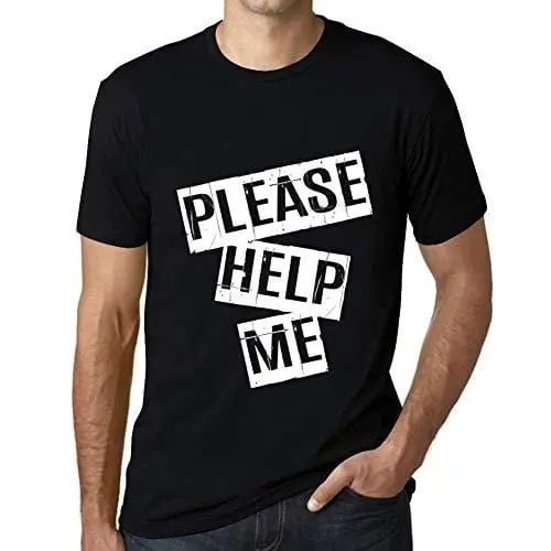 Ultrabasic - Homme T-Shirt Graphique Please Help Me T-Shirt Cadeau Lettre D'impression Noir Profond 1