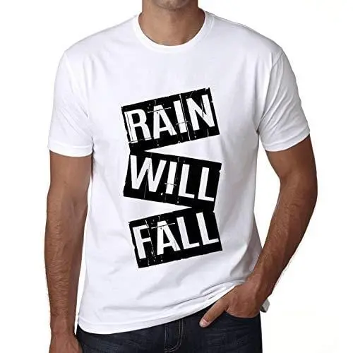 Ultrabasic - Homme T-Shirt Graphique Rain Will Fall T-Shirt Cadeau Lettre D'impression Blanc 1