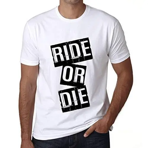 Ultrabasic - Homme T-Shirt Graphique Ride Or Die T-Shirt Cadeau Lettre D'impression Blanc 1