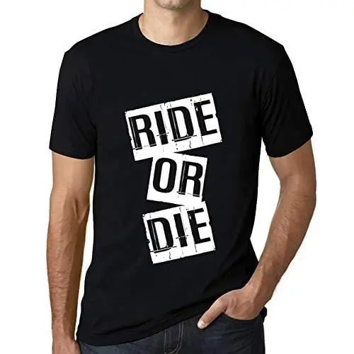 Ultrabasic - Homme T-Shirt Graphique Ride Or Die T-Shirt Cadeau Lettre D'impression Noir Profond 1