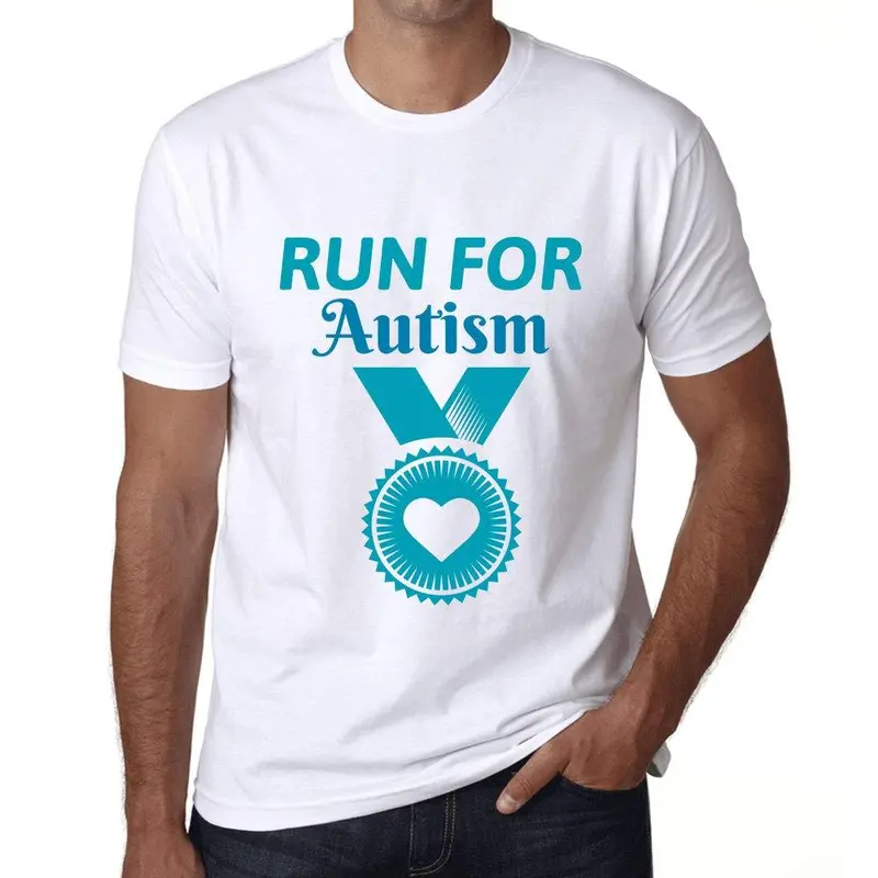 Ultrabasic Homme T-Shirt Graphique Run For Autism Blanc 1