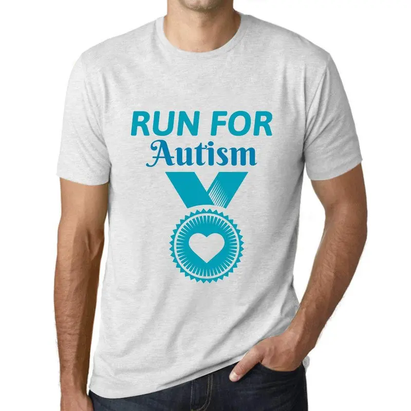 Ultrabasic Homme T-Shirt Graphique Run For Autism Blanc Chiné 1
