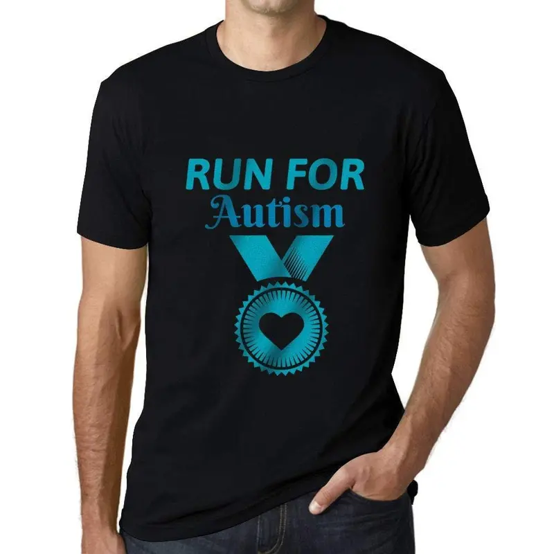 Ultrabasic Homme T-Shirt Graphique Run For Autism Noir Profond 1