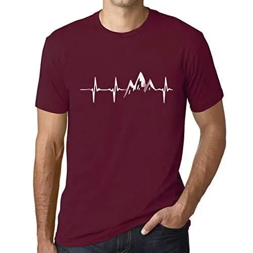 Ultrabasic - Homme T-Shirt Graphique Rythme Cardiaque De Montagne Bordeaux 1