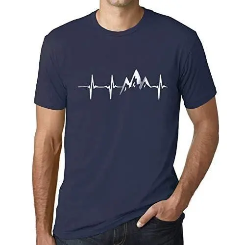 Ultrabasic - Homme T-Shirt Graphique Rythme Cardiaque De Montagne French Marine 1