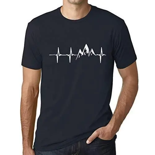Ultrabasic - Homme T-Shirt Graphique Rythme Cardiaque De Montagne Marine 1