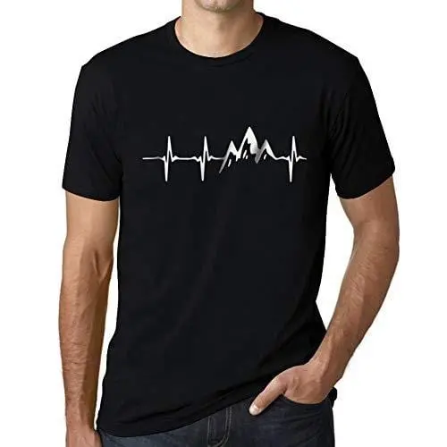 Ultrabasic - Homme T-Shirt Graphique Rythme Cardiaque De Montagne Noir Profond 1