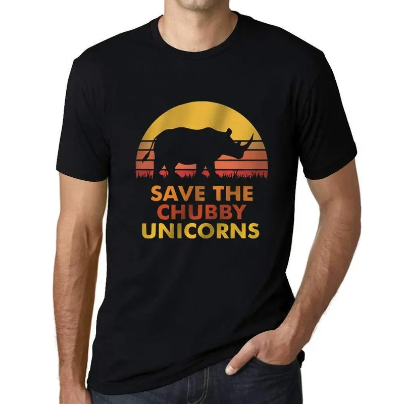 Ultrabasic Homme T-Shirt Graphique Save The Chubby Unicorn Noir Profond 1