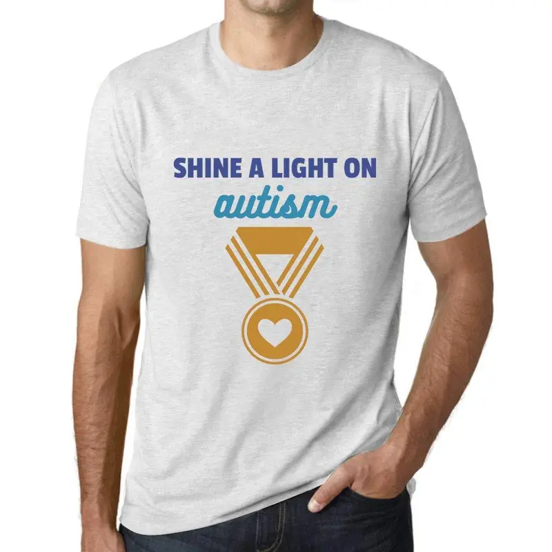 Ultrabasic Homme T-Shirt Graphique Shine A Light On Autism Blanc Chiné 1