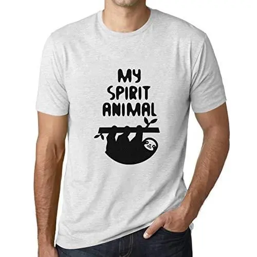 Ultrabasic - Homme T-Shirt Graphique Sloth Is My Spirit Animal Blanc Chiné 1