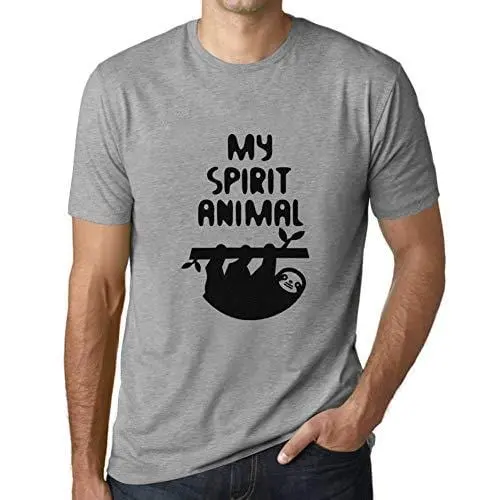 Ultrabasic - Homme T-Shirt Graphique Sloth Is My Spirit Animal Gris Chiné 1