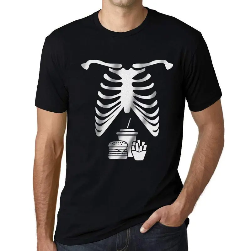 Ultrabasic - Homme T-Shirt Graphique Squelette Malbouffe Ventre X Ray Tee Shirt Cadeau De Halloween Noir Profond 1