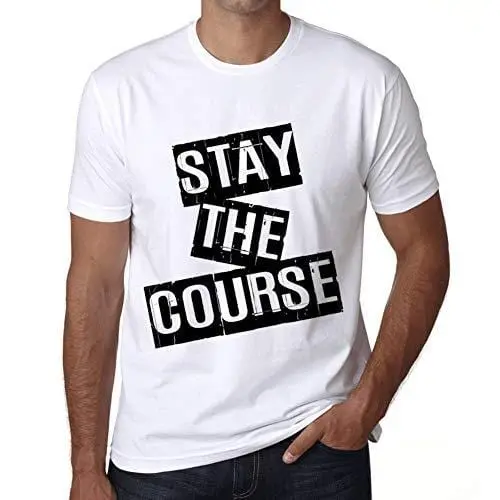 Ultrabasic - Homme T-Shirt Graphique Stay The Course T-Shirt Cadeau Lettre D'impression Blanc 1