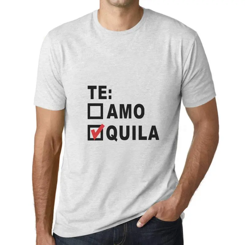 Ultrabasic - Homme T-Shirt Graphique Te Quila Impreso Letras Blanc Chiné 1