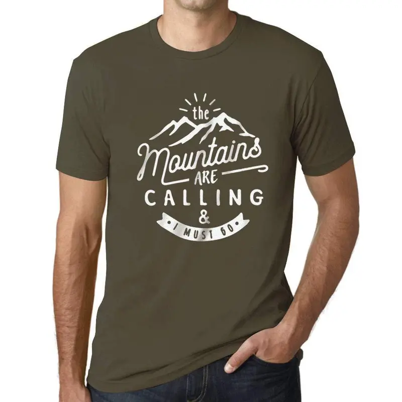 Ultrabasic - Homme T-Shirt Graphique The Mountains Are Calling Amry 1