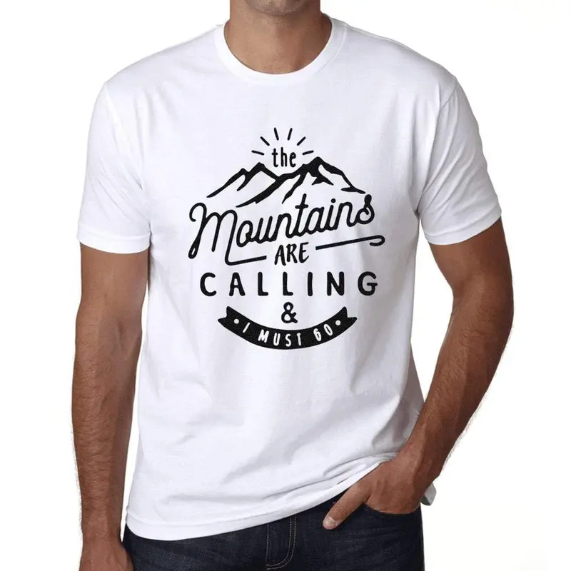 Ultrabasic - Homme T-Shirt Graphique The Mountains Are Calling Blanc 1