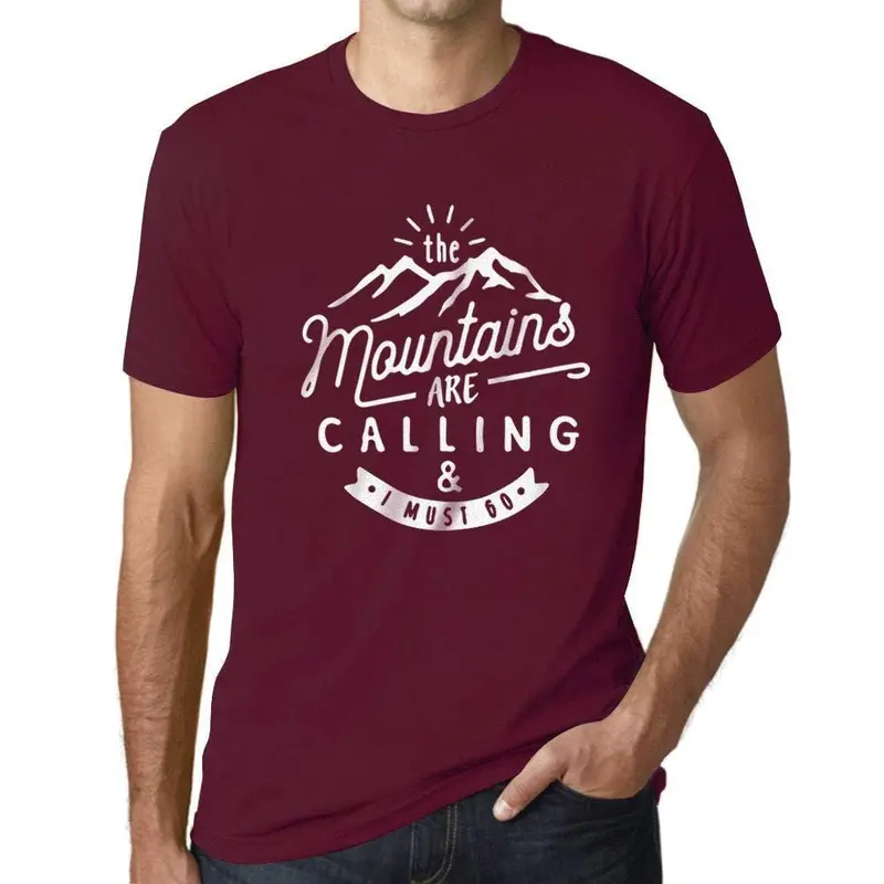 Ultrabasic - Homme T-Shirt Graphique The Mountains Are Calling Bordeaux 1