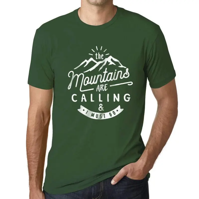 Ultrabasic - Homme T-Shirt Graphique The Mountains Are Calling Bottle Green 1