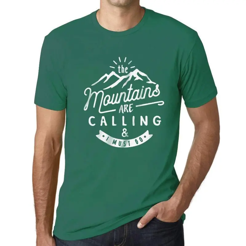 Ultrabasic - Homme T-Shirt Graphique The Mountains Are Calling Emeraude 1