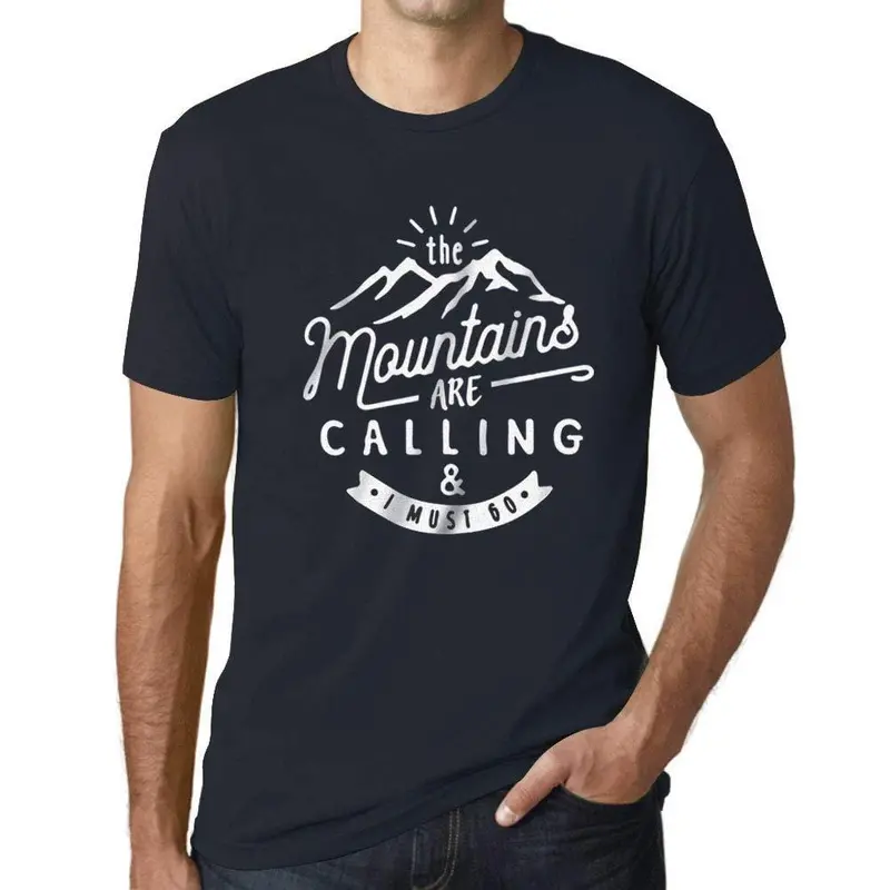 Ultrabasic - Homme T-Shirt Graphique The Mountains Are Calling Marine 1